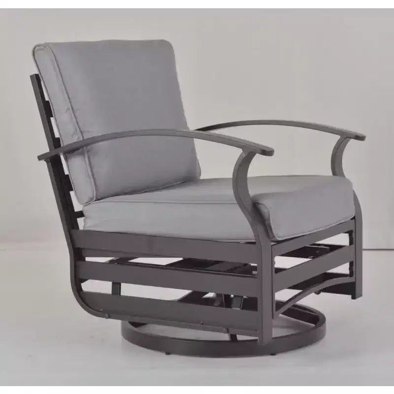ALAULM Ensemble de mobilier de patio 3 pièces, fauteuils à bascule pivotants en aluminium pour extérieur, ensemble de bistro de patio avec coussins et table basse