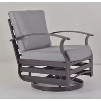 ALAULM Ensemble de mobilier de patio 3 pièces, fauteuils à bascule pivotants en aluminium pour extérieur, ensemble de bistro de patio avec coussins et table basse