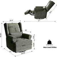 Fauteuil inclinable pivotant Heynemo, fauteuil à bascule confortable avec oreiller et repose-pieds, fauteuil à bascule pivotant pour chambre à coucher, chambre de bébé