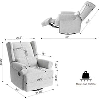 Fauteuil inclinable pivotant Heynemo, fauteuil à bascule confortable avec oreiller et repose-pieds, fauteuil à bascule pivotant pour chambre à coucher, chambre de bébé