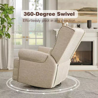 Fauteuil inclinable pivotant Heynemo, fauteuil à bascule confortable avec oreiller et repose-pieds, fauteuil à bascule pivotant pour chambre à coucher, chambre de bébé