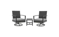 Heynemo 3 Pieces Patio Bistro Set with Swivel Chair and Small Side Table, All Weather Rattan Chairs with Water-Resistant Cushions & Metal Frame