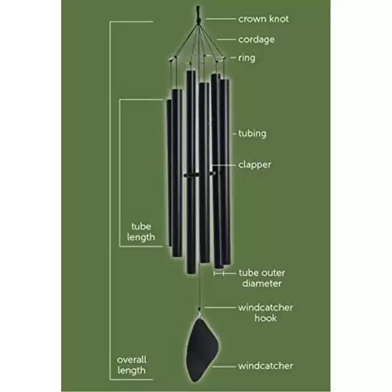 Music of the Spheres Carillon d'extérieur pentatonique Mezzo, petite et moyenne taille, fabriqué à la main, accordé avec précision, résistant aux intempéries, 38