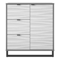 Meuble d'appoint Monterey à 1 porte/3 tiroirs, motif à vagues artificiel avec graphite