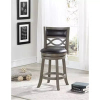 New Classic Furniture, tabouret de comptoir pivotant Manchester en bois gris avec assise PU
