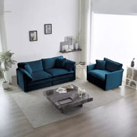 Ensemble salon chic en chenille : canapé 2 places et fauteuil