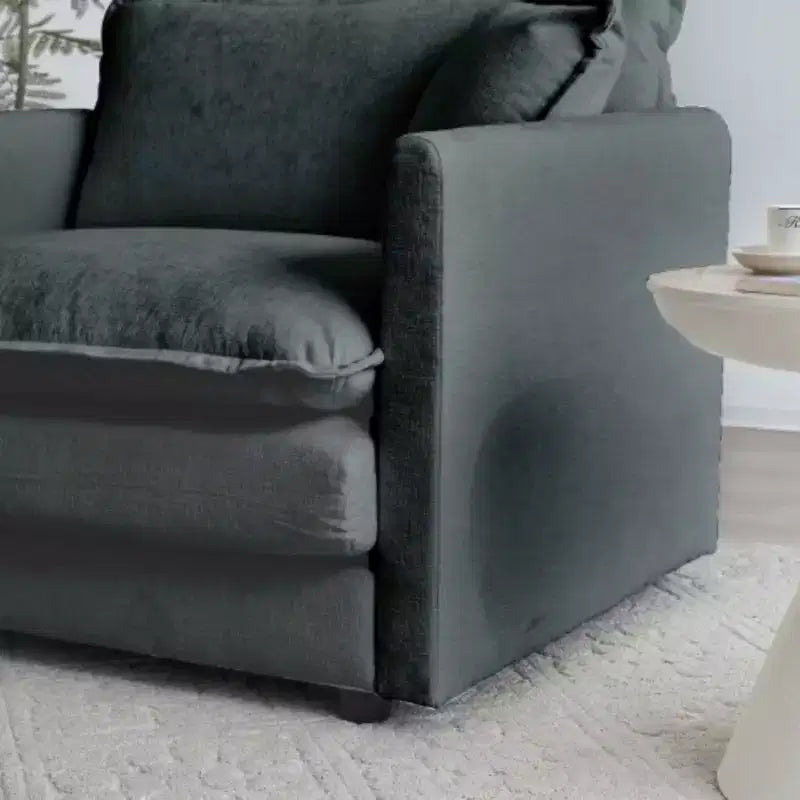 Causeuse en chenille avec pouf et repose-pieds : Idéal pour les petits espaces