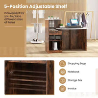 Comptoir de Réception Costway avec Tiroir Verrouillable et Étagère Réglable, Plateau Ovale, pour Magasin, Blanc/Noir