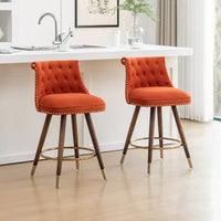Lot de 2 tabourets de comptoir Elvara touffetés avec boutons et clous décoratifs, par Roundhill Furniture