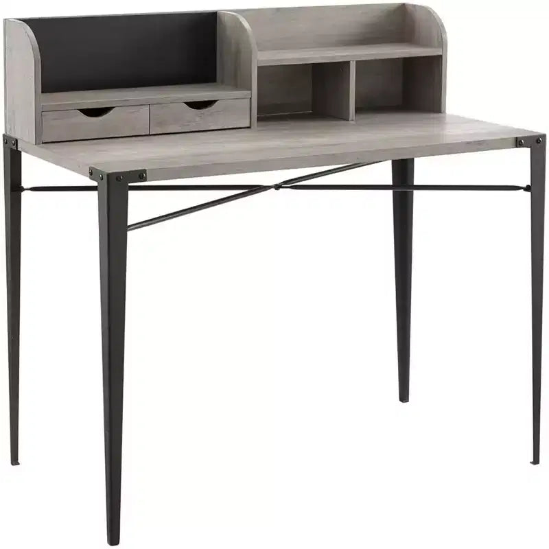 Bureau secrétaire industriel Walker Edison Furniture Company avec étagère, gris délavé, 107 cm
