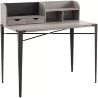 Bureau secrétaire industriel Walker Edison Furniture Company avec étagère, gris délavé, 107 cm