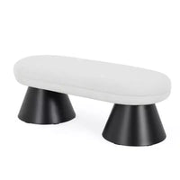 Banc rembourré ovale moderne avec pieds géométriques noirs, banc de salle à manger pour entrée de salon - Christopher Knight Home
