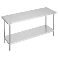 Table de préparation VEVOR en acier inoxydable, 24 x 72 x 34 pouces, capacité de charge de 400 kg, plan de travail métallique robuste avec 3 niveaux de hauteur réglables