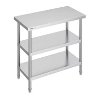 Table de préparation des aliments VEVOR en acier inoxydable, 45,7 x 91,4 x 86,4 cm, table de travail de cuisine commerciale, avec 2 étagères inférieures réglables, table de préparation robuste