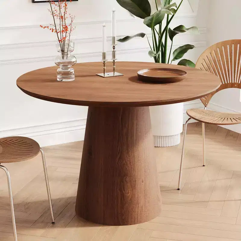 Table à manger ronde de 110 cm, table à manger à piédestal moderne, table d'appoint de loisirs pour salon, salle à manger, café, cuisine, petit espace