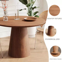 Table à manger ronde de 110 cm, table à manger à piédestal moderne, table d'appoint de loisirs pour salon, salle à manger, café, cuisine, petit espace