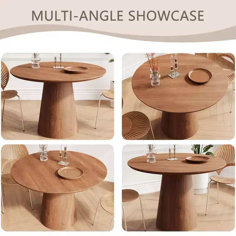Table à manger ronde de 110 cm, table à manger à piédestal moderne, table d'appoint de loisirs pour salon, salle à manger, café, cuisine, petit espace
