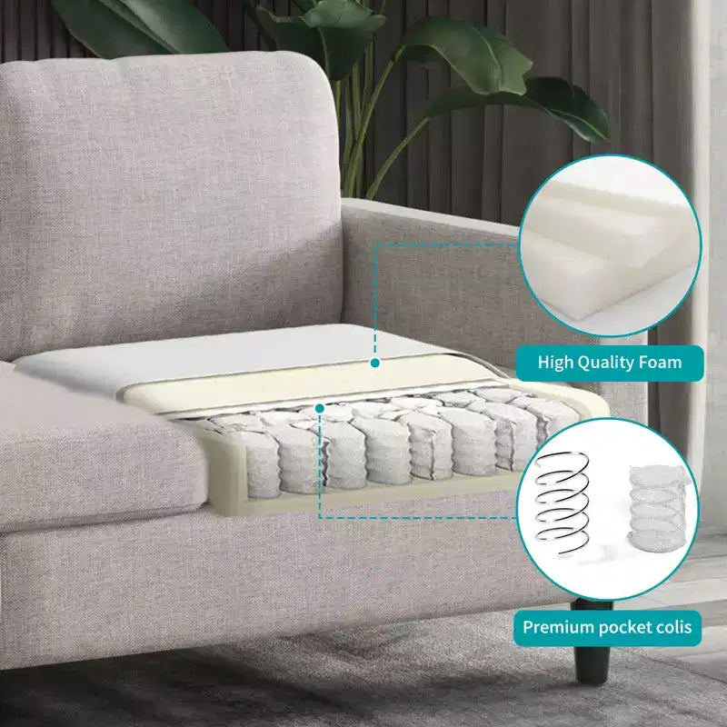 Ensemble canapé d'angle Mjkone pour salon, canapé 3 places et causeuse et fauteuil une place