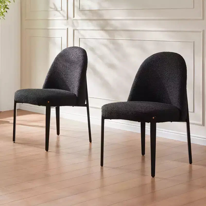 Chaises de salle à manger en bouclé lot de 4, chaises épaisses rembourrées avec pieds métalliques et dossier incurvé, pour salle à manger, cuisine, salon, chambre - Morden Fort