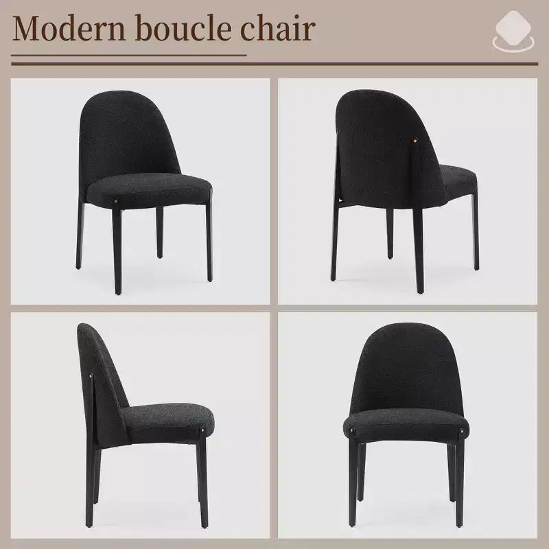 Chaises de salle à manger en bouclé lot de 4, chaises épaisses rembourrées avec pieds métalliques et dossier incurvé, pour salle à manger, cuisine, salon, chambre - Morden Fort