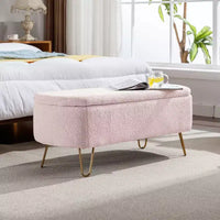 Banc ottoman de rangement moderne Zeus & Ruta avec pieds dorés pour le pied de lit