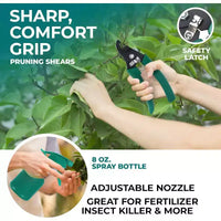 SCUDDLES Sac à outils de jardin robuste avec outils à main d'extérieur - Kit d'outils de jardin en acier inoxydable, gants et sac de rangement (ensemble de 8 pièces)