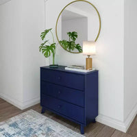 Plank+Beam Commode classique à 3 tiroirs en bois massif, petite commode de chambre, commode à tiroirs