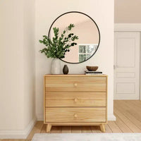 Plank+Beam Commode classique à 3 tiroirs en bois massif, petite commode de chambre, commode à tiroirs