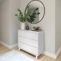Plank+Beam Commode classique à 3 tiroirs en bois massif, petite commode de chambre, commode à tiroirs