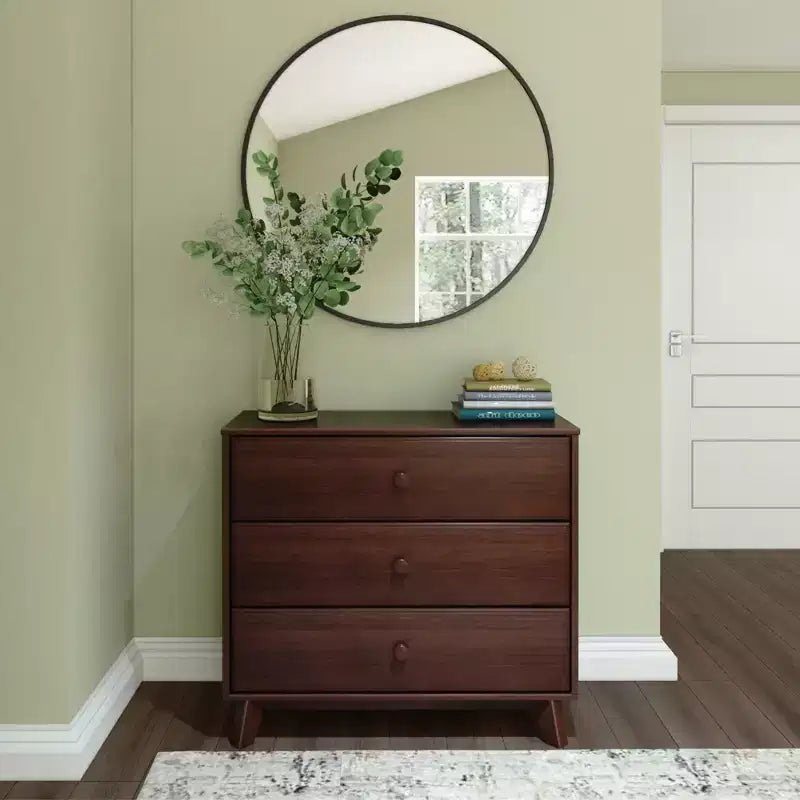 Plank+Beam Commode classique à 3 tiroirs en bois massif, petite commode de chambre, commode à tiroirs