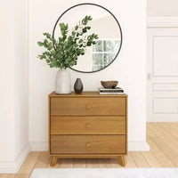 Plank+Beam Commode classique à 3 tiroirs en bois massif, petite commode de chambre, commode à tiroirs