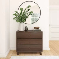Plank+Beam Commode classique à 3 tiroirs en bois massif, petite commode de chambre, commode à tiroirs