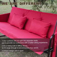 Whisen Balancelle de patio 3 places 93,8 po L en métal, lit balançoire avec coussin et auvent réglable