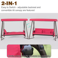 Whisen Balancelle de patio 3 places 93,8 po L en métal, lit balançoire avec coussin et auvent réglable