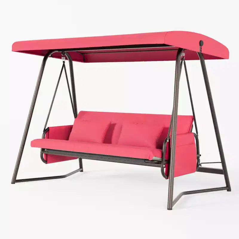 Whisen 93,8 po L Fauteuil-balancelle de terrasse 3 places en métal avec coussin et auvent réglable