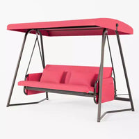 Whisen Balancelle de patio 3 places 93,8 po L en métal, lit balançoire avec coussin et auvent réglable
