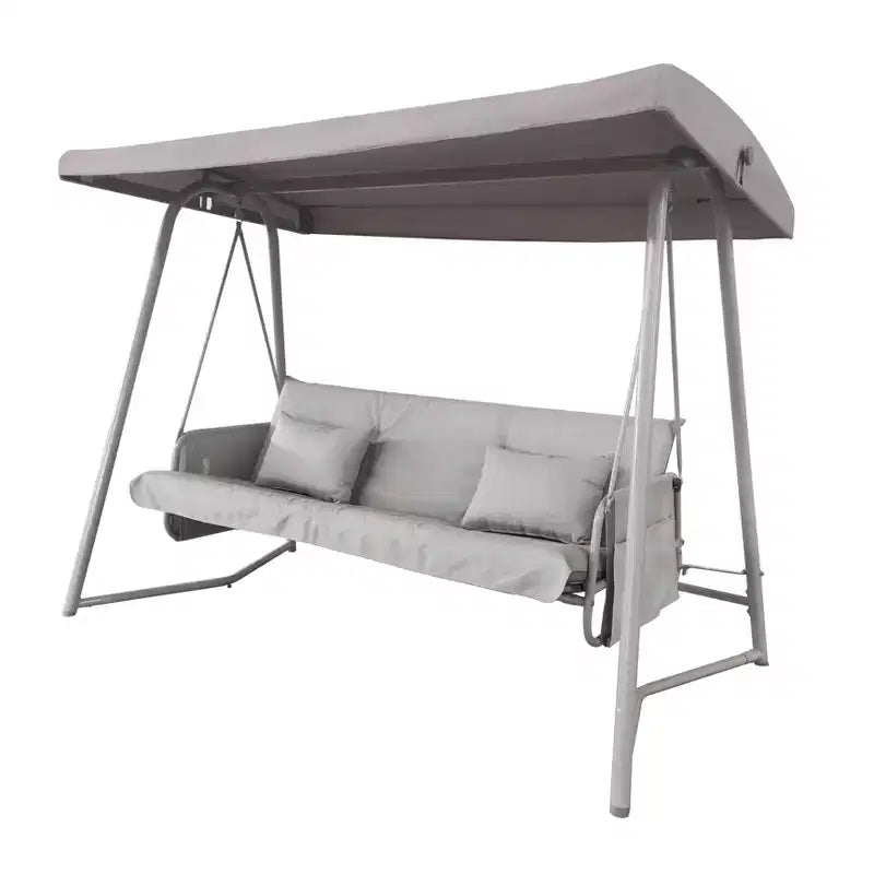 Whisen Balancelle de patio 3 places 93,8 po L en métal, lit balançoire avec coussin et auvent réglable