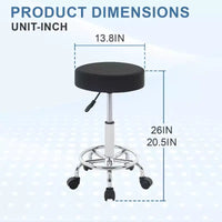 Tabouret roulant rond BestMassage, tabouret de salon avec repose-pieds, coussin en cuir PU, noir