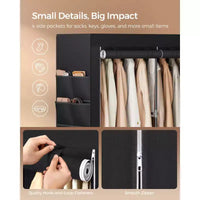 Armoire-penderie portable avec étagère à chaussures et housse, organiseur de rangement de placard, étagères et 4 poches latérales, 50 x 17.7 x 69.3 pouces