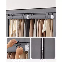 Armoire-penderie portable avec étagère à chaussures et housse, organiseur de rangement de placard, étagères et 4 poches latérales, 50 x 17.7 x 69.3 pouces