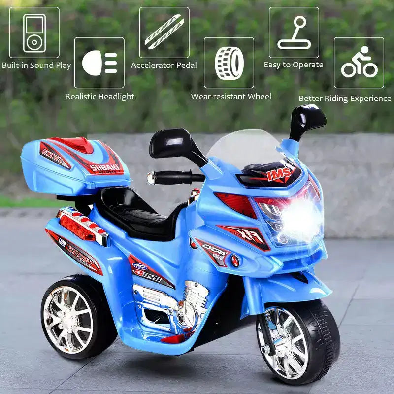 Costway Moto électrique pour enfant à 3 roues 6 V fonctionnant sur batterie
