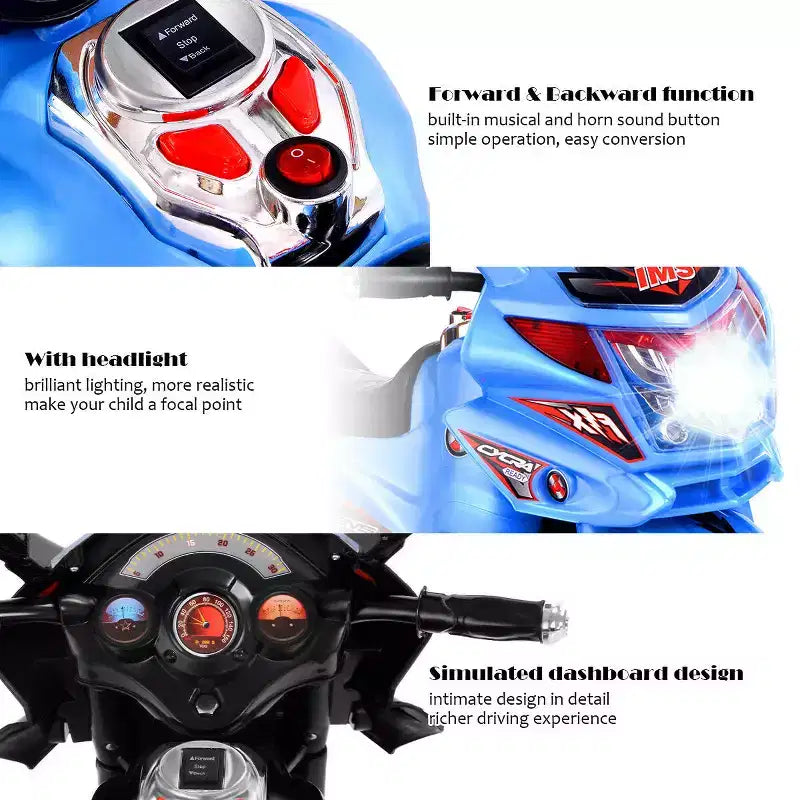 Costway Moto électrique pour enfant à 3 roues 6 V fonctionnant sur batterie