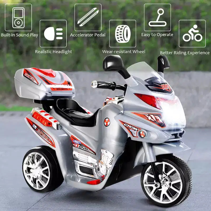 Costway Moto électrique pour enfant à 3 roues 6 V fonctionnant sur batterie