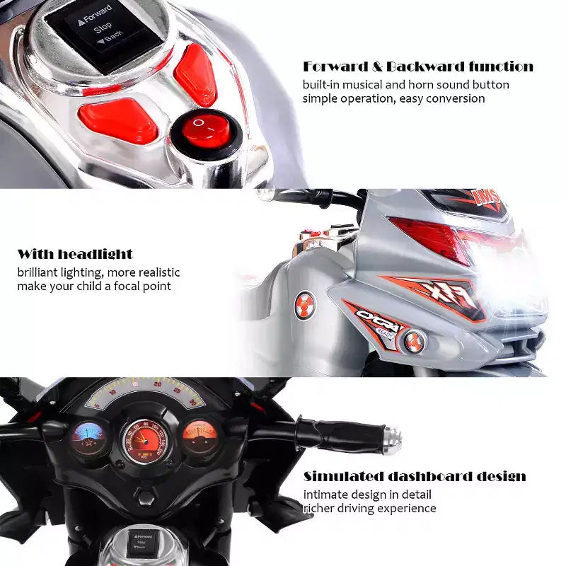 Costway Moto électrique pour enfant à 3 roues 6 V fonctionnant sur batterie