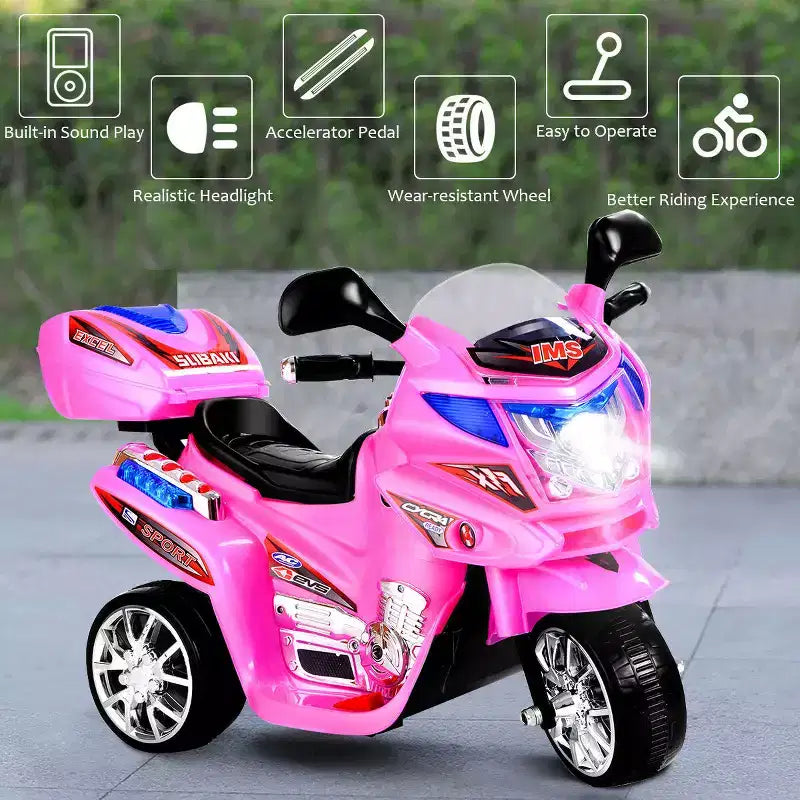 Costway Moto électrique pour enfant à 3 roues 6 V fonctionnant sur batterie