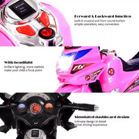 Costway Moto électrique pour enfant à 3 roues 6 V fonctionnant sur batterie