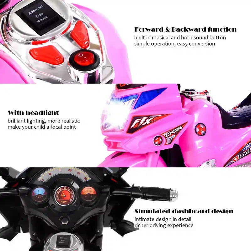 Costway Moto électrique pour enfant à 3 roues 6 V fonctionnant sur batterie