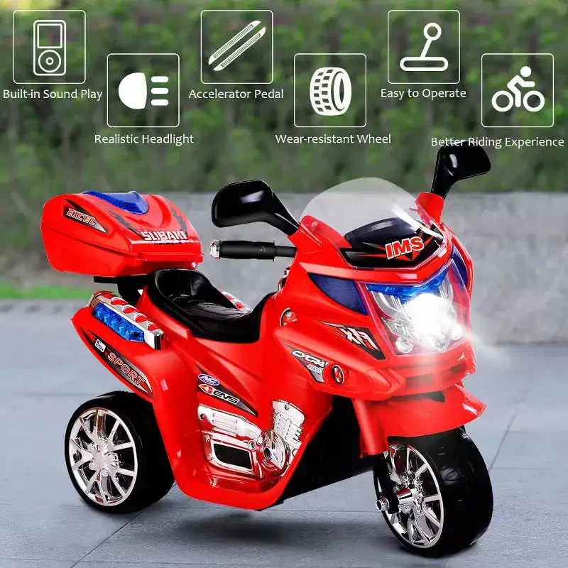 Costway Moto électrique pour enfant à 3 roues 6 V fonctionnant sur batterie