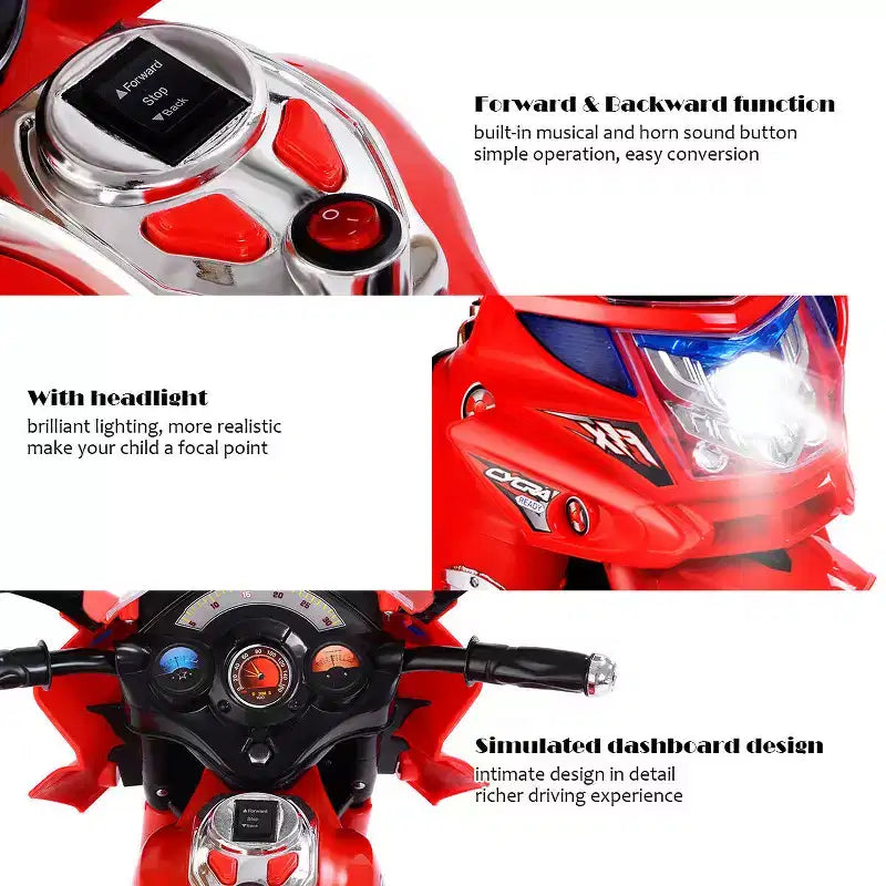 Costway Moto électrique pour enfant à 3 roues 6 V fonctionnant sur batterie