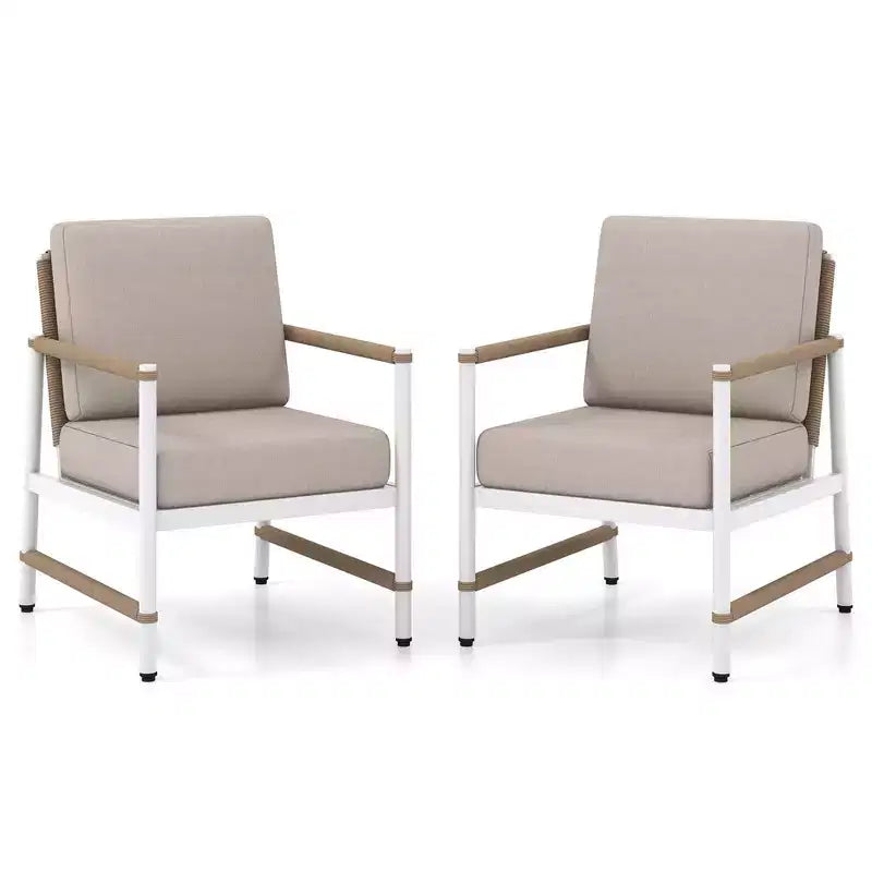 Costway Ensemble canapé de patio 2 pièces avec coussins épais - Ensemble bistro moderne pour bord de piscine